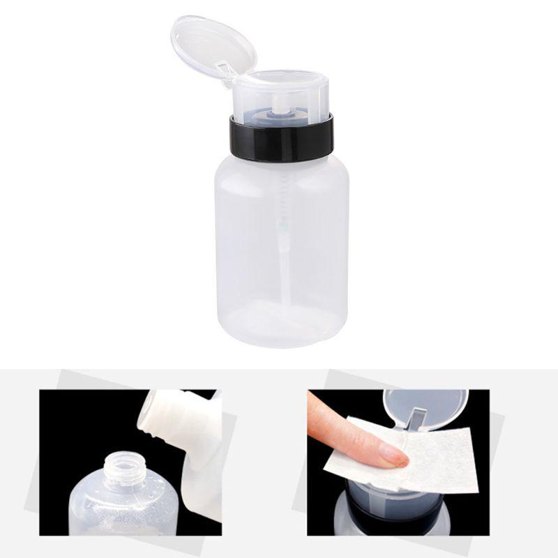 200ml Clear Push Down Empty Bottle Press Pump Dispenser Nail Polish Container