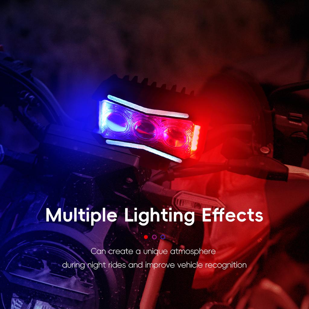Motorcycle LED Spotlight 30W Headlight 12-18V Warning Strobe Light RGB Color Dynamic Hi/Lo Beam Light for Motorcycle Accessories