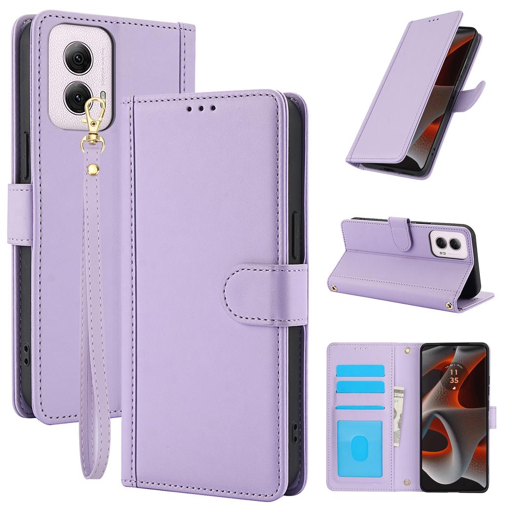 SY-003 For Motorola Moto G Power (2024) Case PU Leather Stand View Phone Wallet Cover with Hand Strap