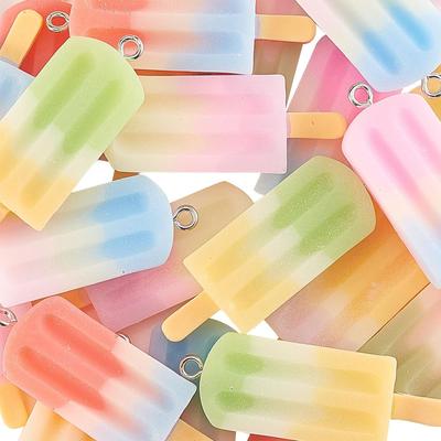 10/20/40 Stück 7-farbiger Eiscreme-Anhänger, Regenbogen-Harz-Eis am Stiel-Anhänger, DIY-Ohrringe, Schlüsselanhänger, Halsketten, Armbänder, Schmuckherstellung