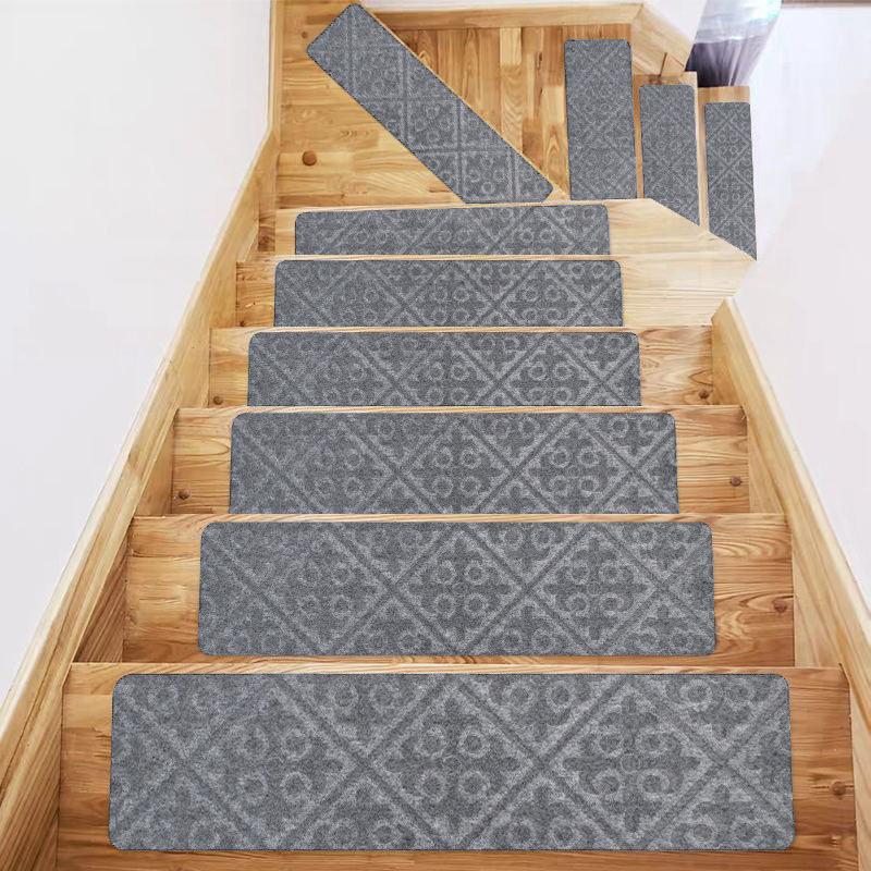 1PC 76x20.3cm Home Soft Self-adhesive Stair Stepping Mat Stair Carpet Protector Rug Non-slip Variety Pattern Water Absorption
