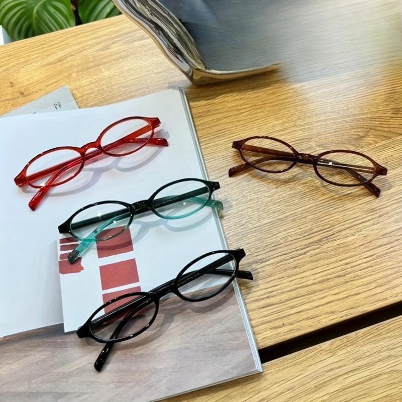 4 Pack Polycarbonate Y2K Fashion Oval Frame Non-Prescription Spectacles with Full Rim