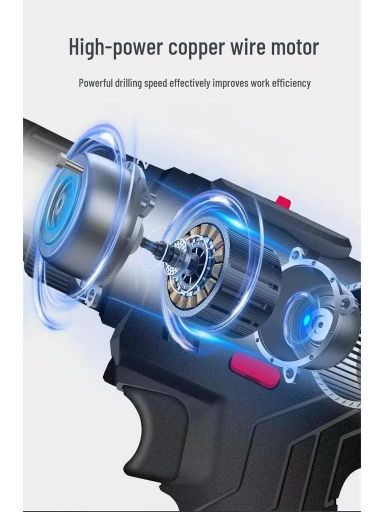 Rechargeable Two-Speed Lithium Battery Hand Drill - Multi-functional Impact Electric Screwdriver Tool for Household Use