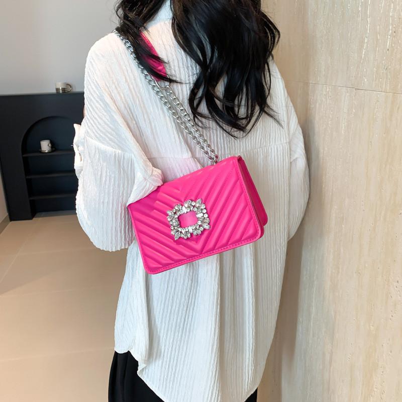 Elegant Pu Leather 2024 Spring Summer Lady's Small Handbag With Chic Quilted Texture