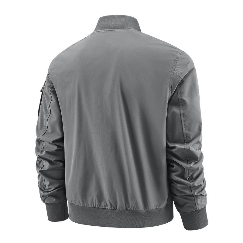 2024 Men's Autumn Stand Collar Windproof Sports Jacket - Solid Color, Casual Outdoor Coat
