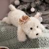 1Pcs Stuffed Lifelike Animal Appease Doll Pillow 43Cm Kawaii Fluffy Hair West Highland Dog White Terrier Soft Puppy Plush Toy