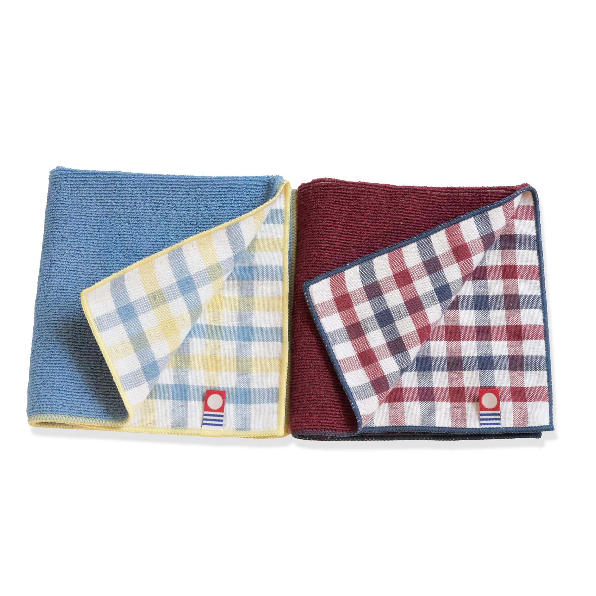 Imabari Towel Certified Handkerchief Towel 24 x 25cm Toshin [Checkered Lemon & Azuki Bean] Made in Japan 100% Cotton Towel Handkerchief for Women,