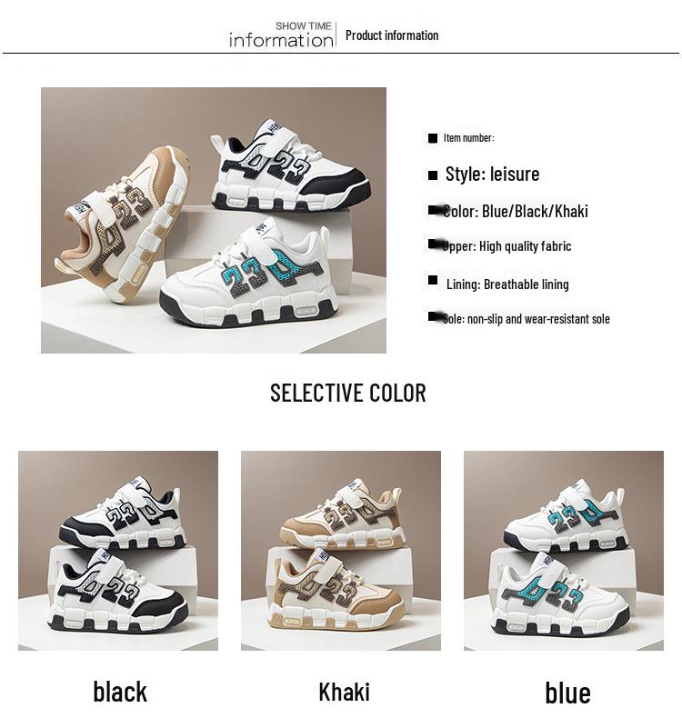 Chaussures de sport en cuir pour enfants - Automne/Hiver Baskets souples pour garçons - Course à pied et décontractées