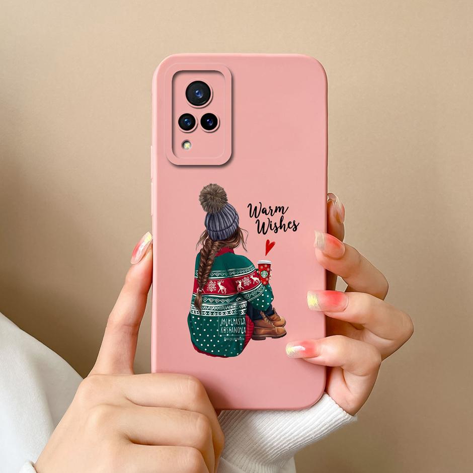 Phone Case For VIVO V21 4G 5G Cute Sweet Girls Cartoons High-quality Liquid Silicone Coque For VIVO V21 4G 5G New Design Funda