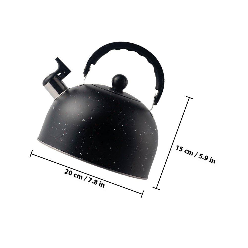 Stovetop Whistling Kettle 25L Stainless Steel Tea Pot for Gas Electric Induction Use Fast Heating Safe Boiling with Loud Whistle