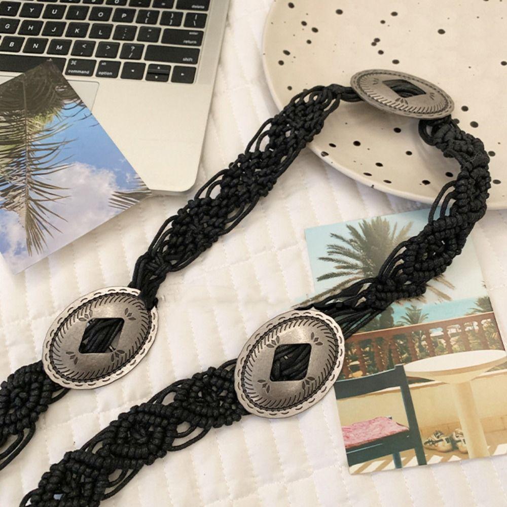 woven Bohemian Style Belt Waistband Tassel Waist Chain Fashion Ethnic Style Weave Belt  Beach