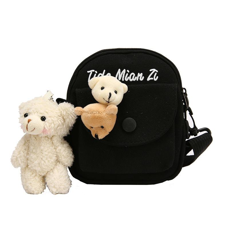 Bag Women's Bag New Crossbody Shoulder Bag Cartoon Cute Alphabet Canvas Student Summer Mobile Phone Bag