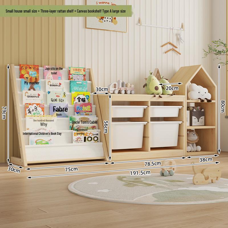 Solid Wood Children`s Multi-Layer Bookshelf with
