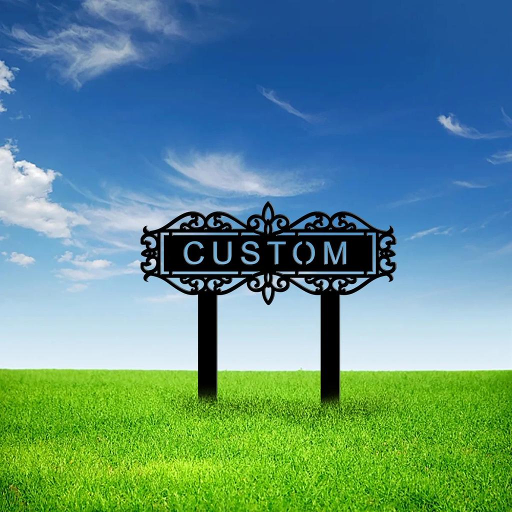 Metal Garden Sign Stake, Flower Yard Decor, Personalized Name Stake, Outdoor Garden Ornament