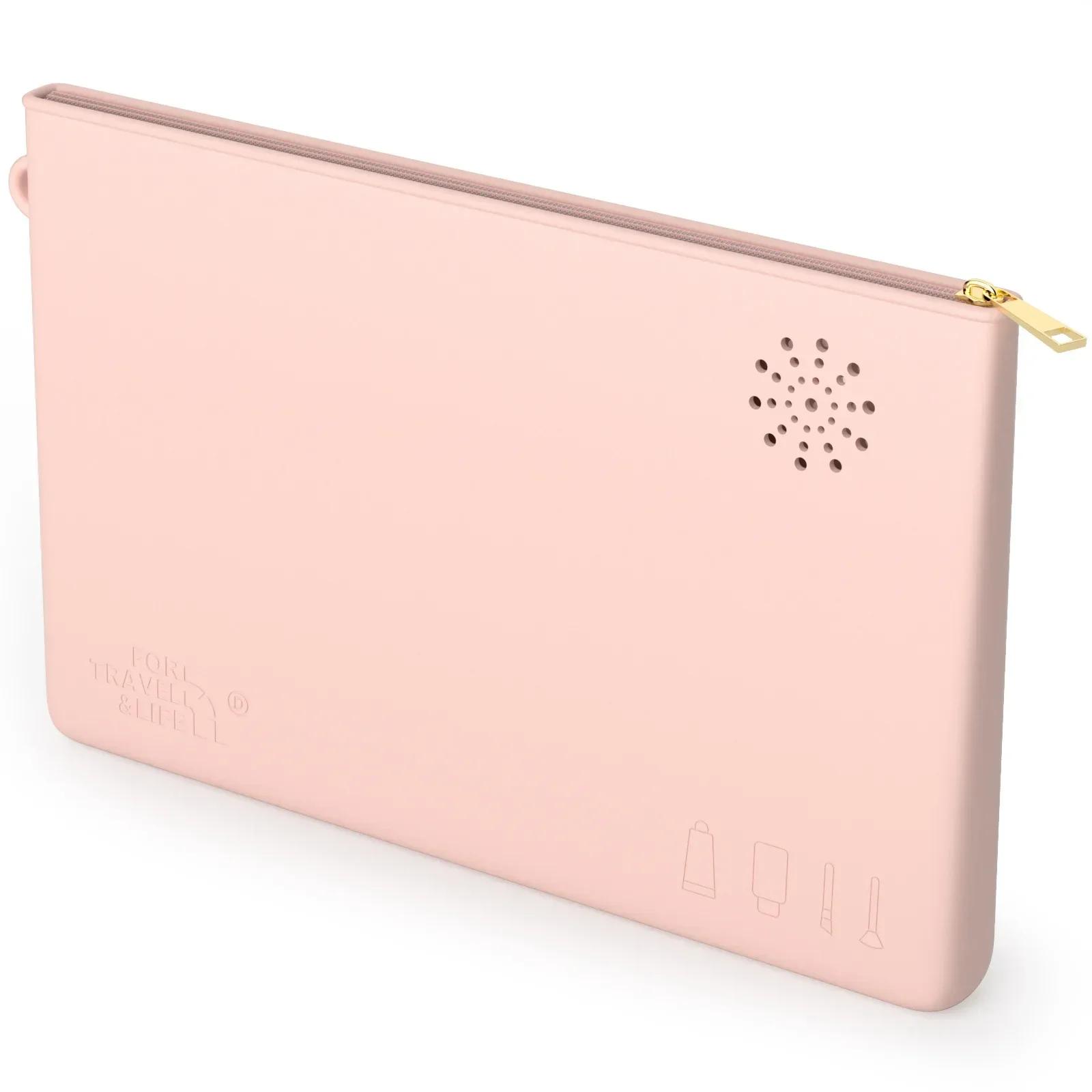 

Large capacity portable travel beauty tool organizer bag high value silicone makeup brush organizer bag розовый