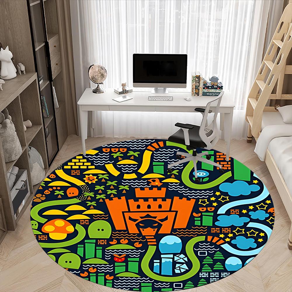 1 runder Teppich „Fantasy World“ für Büro und Wohnbereich, geeignet als Fußmatte für den Innenbereich, unter Bürostühlen, im Schlafzimmer, Wohnzimmer oder als Raumdekoration.