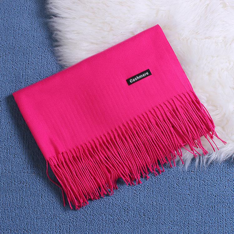 Two-Life Women's Solid Color Imitation Cashmere Scarf - Korean Style, Two-Way Shawl & Neck Gaiter for Autumn/Winter.