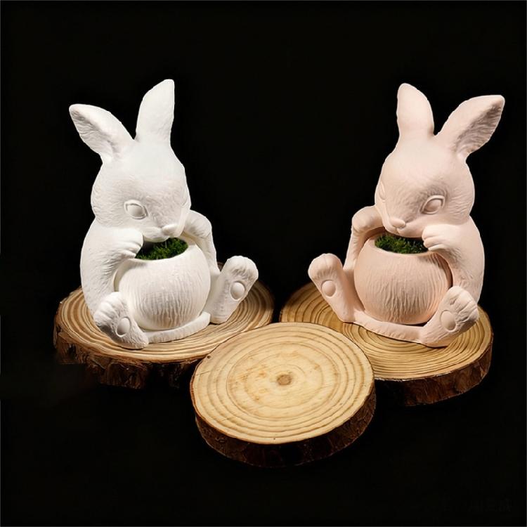 Silicone Rabbit Shaped Mold For Resin Art Concrete Jewelry Container Making And Decorative Succulent Planter Design
