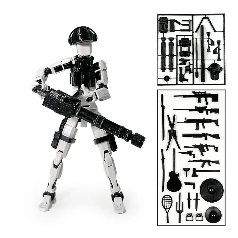 3D Printed Full Body Mechanical Action Figures Multi-Jointed Movable with Accessories Hand Painted Desk Decor Toy