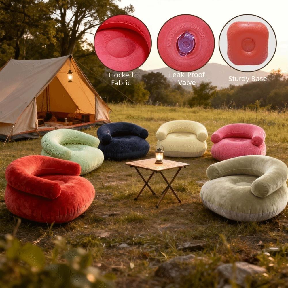 With Backrest U-Shaped Flocking Sofa With Armrests Inflatable Bean Bag Chair Leisure Bean Bag