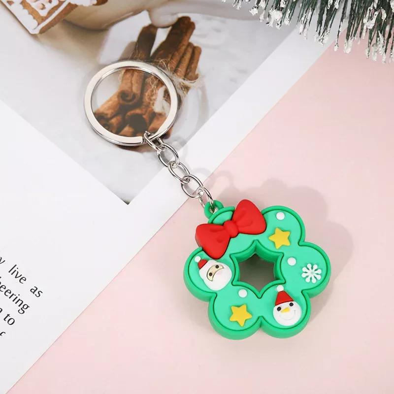 Cute Santa Claus PVC soft rubber key chain pendant cartoon snowman doll bag ornaments holiday gifts