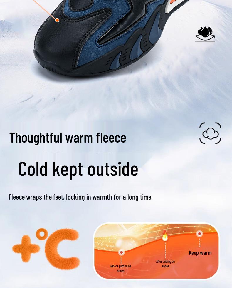 Boys' Winter Cotton Shoes with Plus Velvet for Warmth - Non-slip, Cold-resistant Sports Shoes for Kids