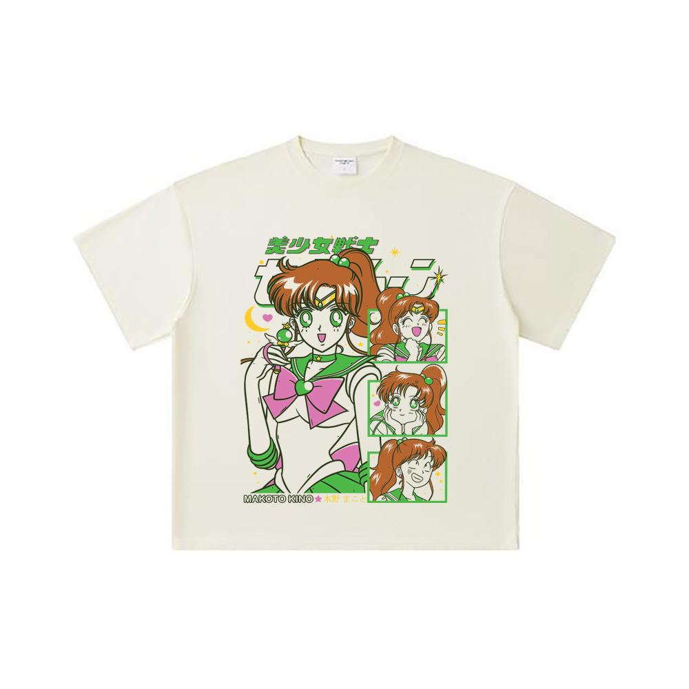 260 GSM Double Yarn 32 Count 100% Cotton Makoto Kino Print Unisex Heavy Cotton T Shirt S