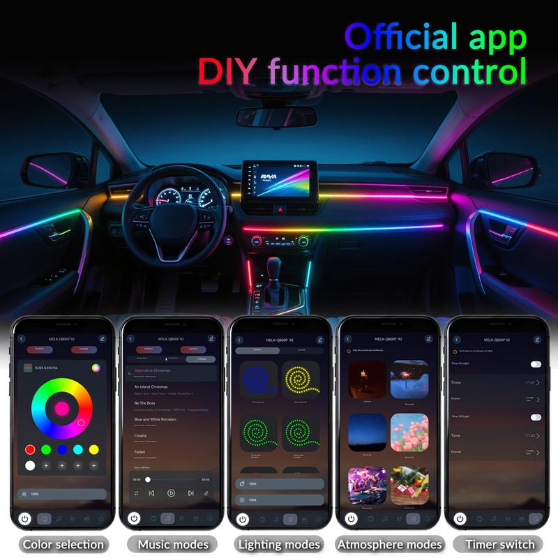 6/10/18 In 1 Car Ambient Light For BMW 64 Colors RGB Symphony Hidden LED Neon Strip Music APP Control Interior Atmosphere Lamp
