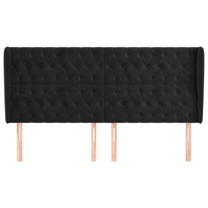 VidaXL Tête de lit avec oreilles Noir 183x23x118-128 cm Velours3118354