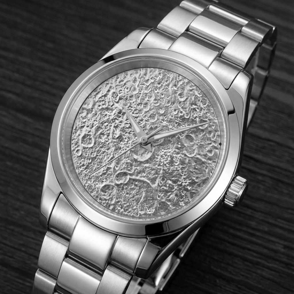 28.5mm NH35 Dial 3D Lunar Pattern Black/Silver White/Grey Watch Dial for NH35 NH36 Mechanical  Movement Accessories
