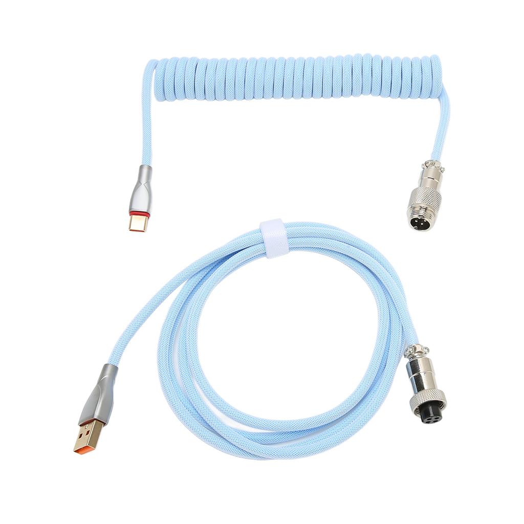Mechanical Keyboard Cable Double Sleeve Custom Coiled with Detachable Metal Aviation USB C to USB A Keyboard Aviation