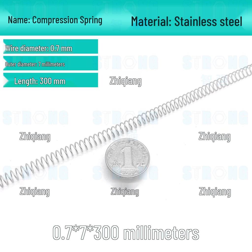 304 Stainless Steel Compression Spring – 300mm Long, High Elasticity, Shock Absorption, Customizable