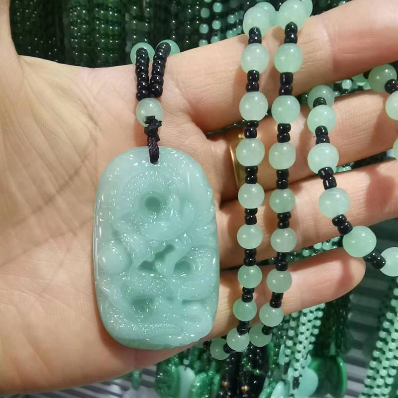 Naszyjnik z zawieszką z ręcznie rzeźbionego szkła w etnicznym stylu chińskim, amulet, biżuteria na szczęście dla kobiet i mężczyzn