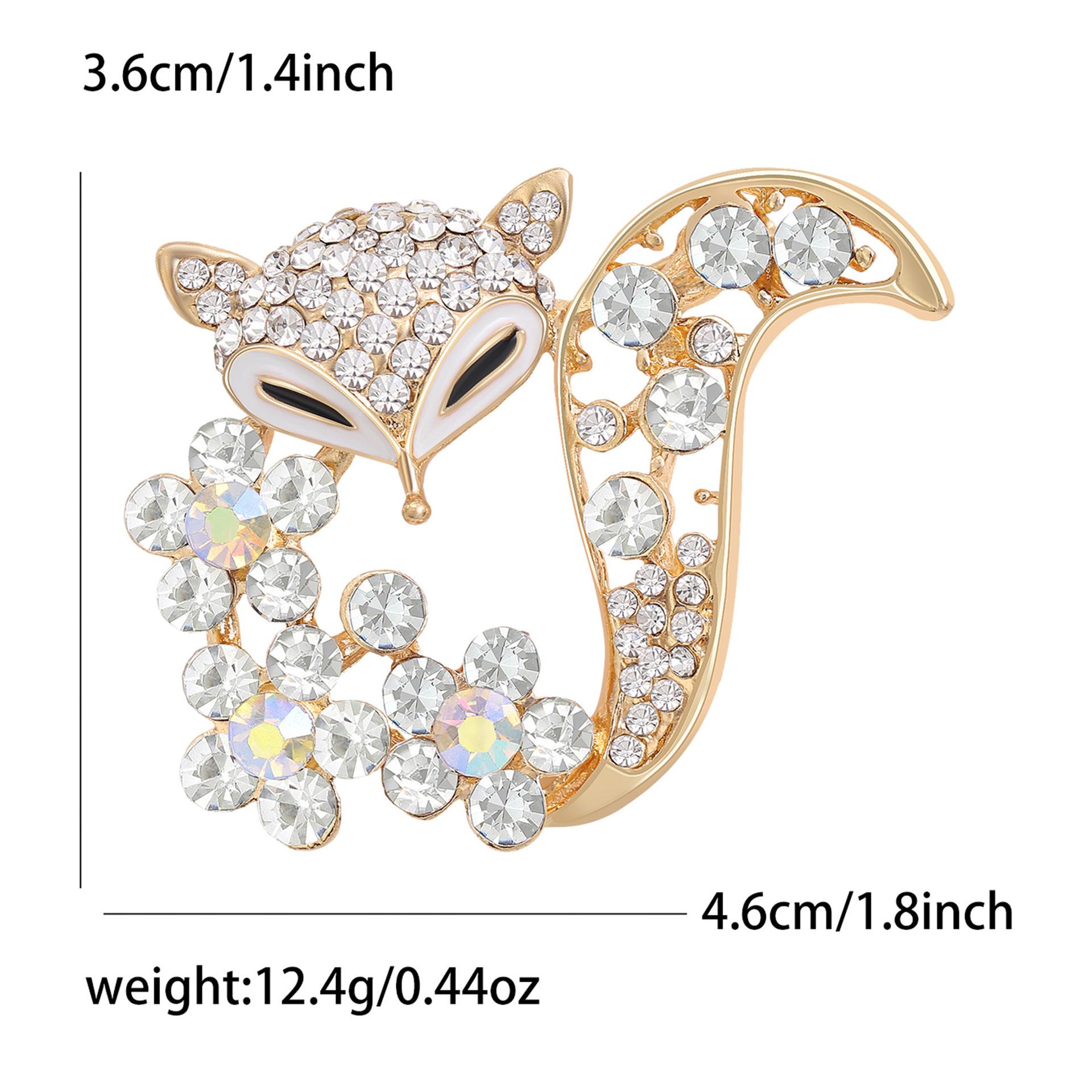

Rhinestone Ladies Fox Brooch for Women Clothing Coat Crystal Animal Pins Party Jewelry Accessories