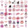 50-Piece Pink Halloween Series Graffiti Stickers - PVC Waterproof Decorative Decals for Phone Cases, Luggage & Notebooks
