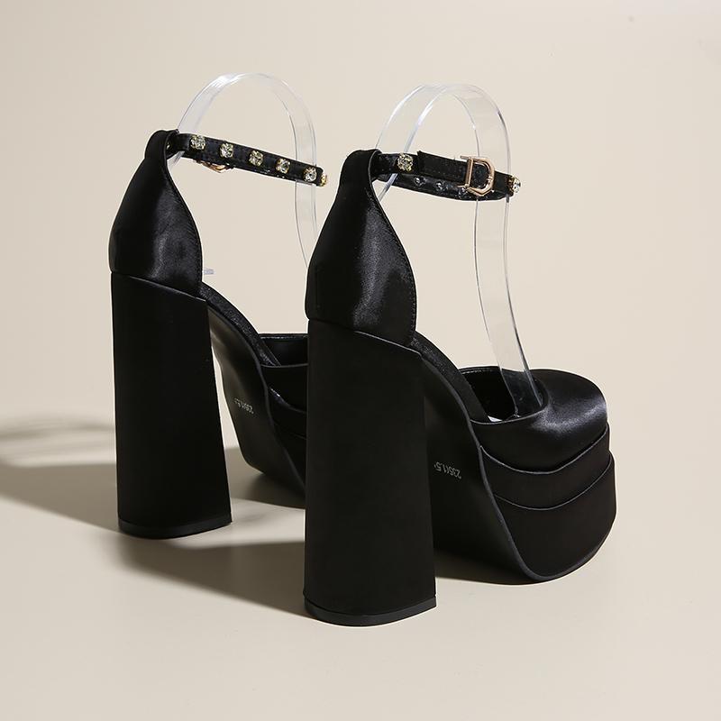 14.5cm Fashion Women Pumps Retro Mary Janes Chunky Heels Sandals Spring Platform Dress Party Wedding Basic Shoes Woman Big Size