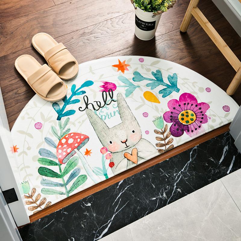 Cute Cartoon Floor Mats Home Door Non-slip Floor Mats Bedroom Kitchen Bathroom Semicircular Door Mats Floor Mat In The Room