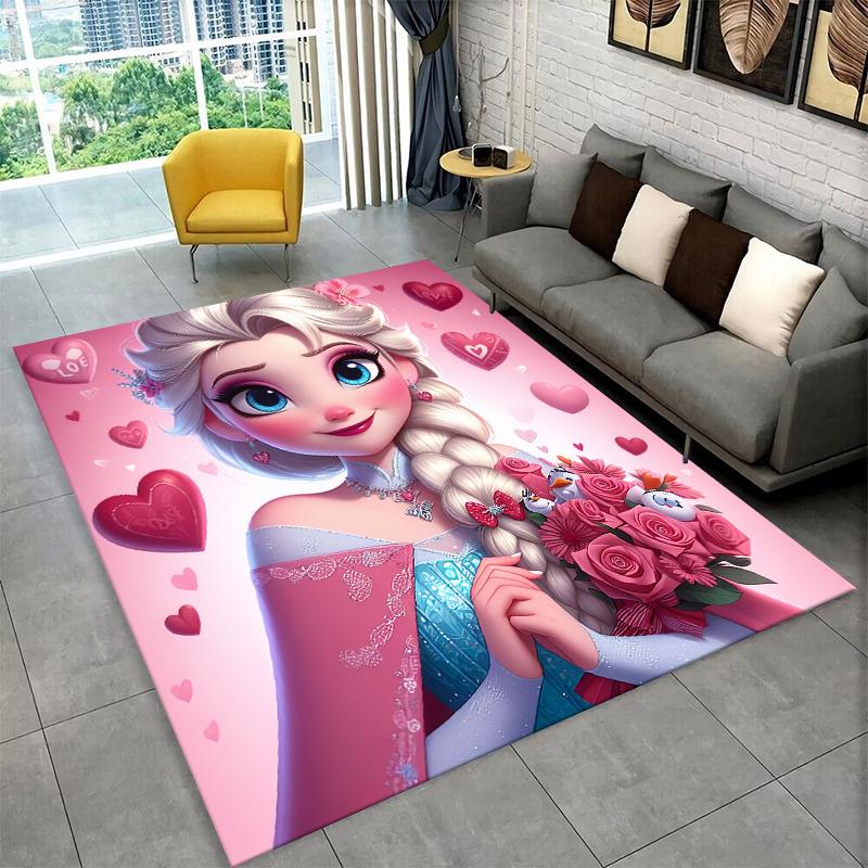 Cartoon Frozen Elsa Princess Girl Carpet Rug for Playroom Bedroom Living Room Sofa Home Decor,kid Area Rug Non-slip Floor Mat