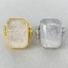 14K Gold-plated French Retro Fashion Square Sugar Natural Stone Crystal Ring Exaggerated Vacuum High-end Feeling Ring