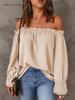 Women's Off-the-Shoulder Chiffon Blouse - European and American Style, Solid Color Pullover for Spring and Autumn, Sexy & Elegant.
