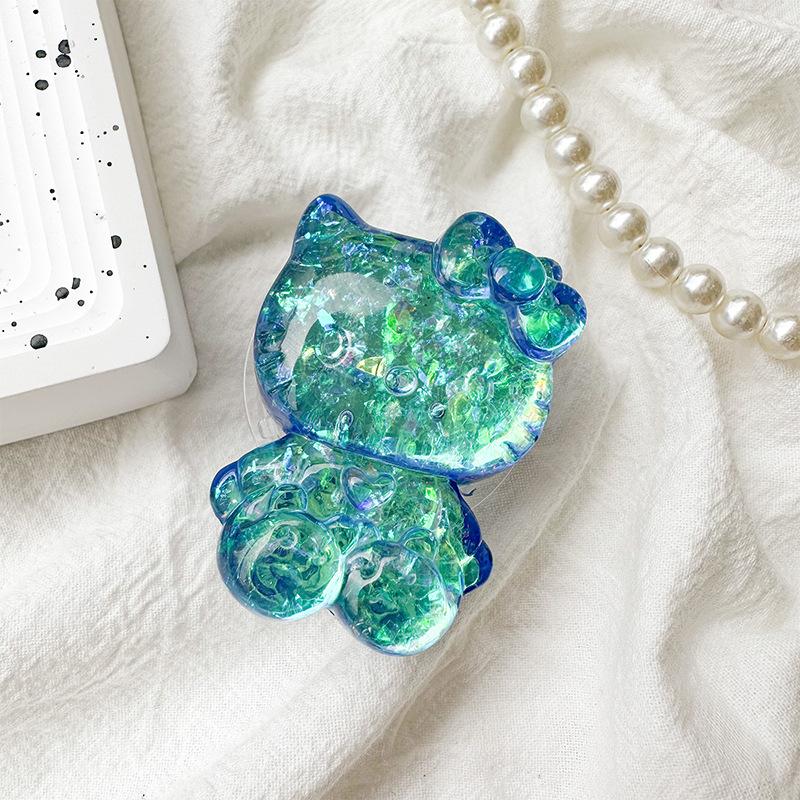 Cartoon Laser Colorful Kt Cat Mobile Phone Airbag Bracket Back Sticker Retractable Back Sticker Desktop Cat Support Frame