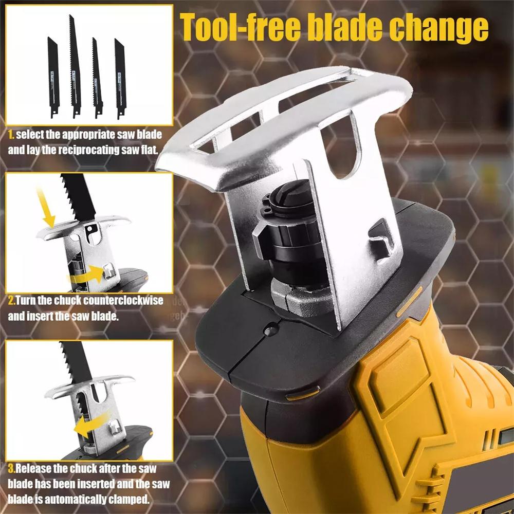 For Dewalt 20V Battery Cordless Electric Reciprocating Saw Wood Metal Cutting with 4pcs Blades Portable Power Tool(NO Battery)