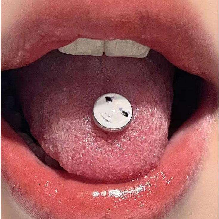 14G Abstrakter Edelstahl Zungen- & Knorpel-Barbell Piercing Schmuck