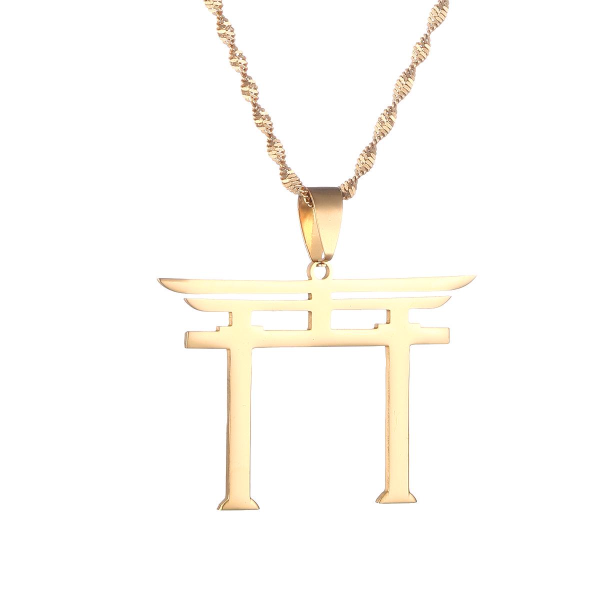 

Унисекс ожерелье из нержавеющей стали с японским синтоистским символом золотой