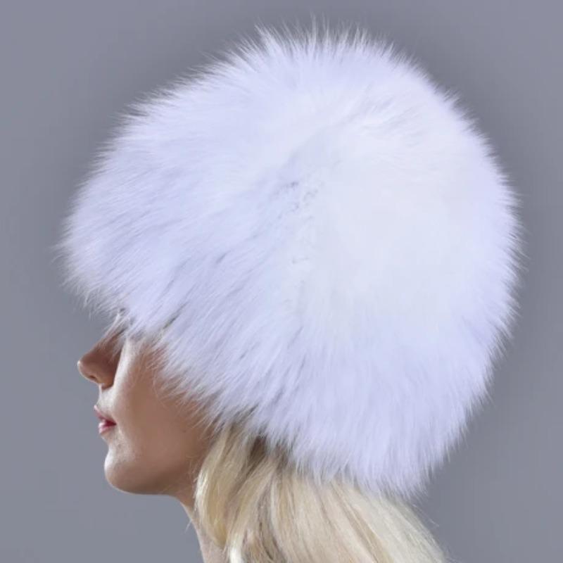 Real Fox Fur Hats Russian Women Knittd Cap Brand High Quality Hand Sewing Winter Beanies Natural Fur Snow Hat
