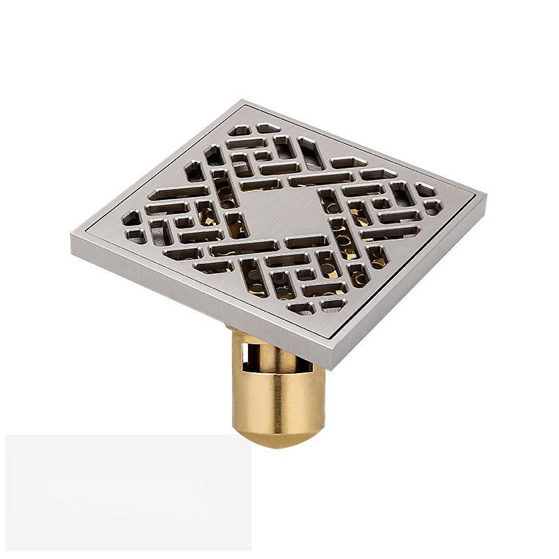 Brass Bathroom Shower Drain 4 Inches Square Floor Drain