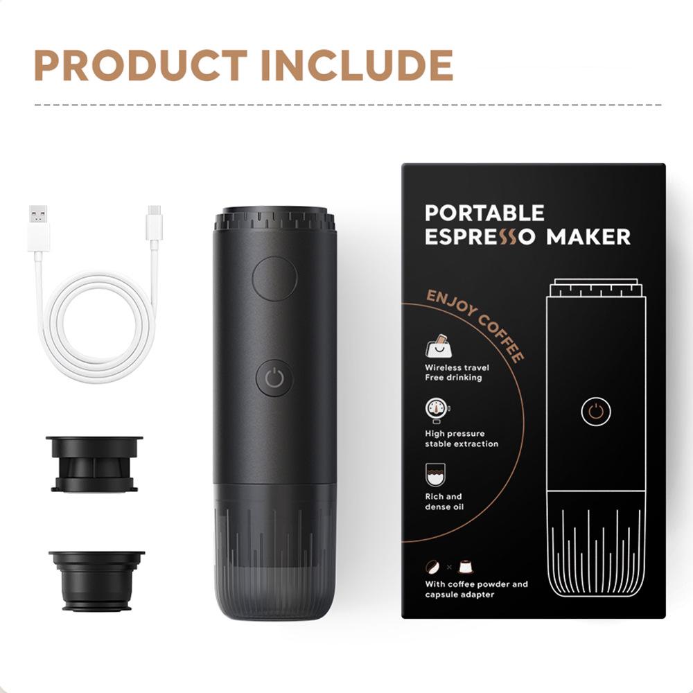 New Portable Wireless Heated Espresso Machine - Fully Automatic for Capsule and Ground Coffee