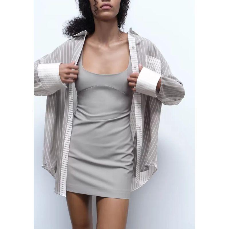 Spring New Women Clothes French Style Niche Versitile Fashion Loose Lapel Stripe Patchwork Shirts 3067019