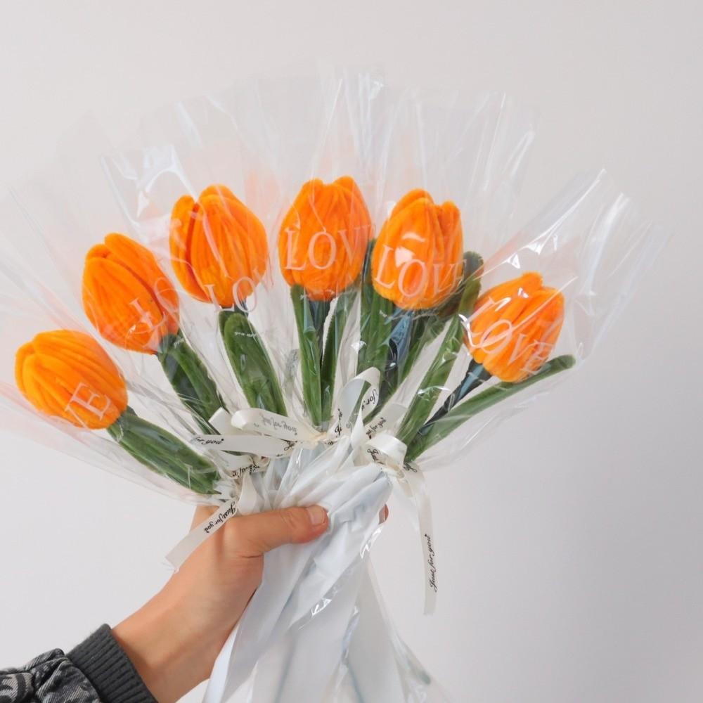 5pcs Handmade Artificial Tulip Bouquets Home Decor Artificial Flowers  Valentine's Day Gift