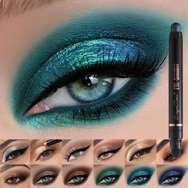 12Color Metallic Pearlescent Eyeshadow Pencil Waterproof Lasting Double Head Glitter Golden Eye Shadow Pen Eyeliner Stick Makeup